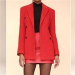 Avec Les Filles Hourglass Blazer Small Red Double Breasted Wool Holiday Chic Photo 2
