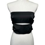 Topshop New Top Womens 6 Black Satin Bandeau Strapless Cropped Sexy Club Summer Photo 0