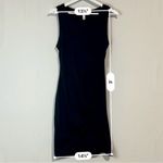 Leith Women’s Tank Ruched Side Faux Wrap Bodycon Midi Dress Black Small FLAW Photo 5