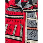 Anthony Mark Hankins Colorblock Wool Blend Coat With Embroidery & Lace Trim Sz3x Red Size 3X Photo 9