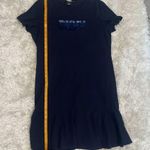 DKNY  Cotton Navy Blue Ruffle Bottom Dress With Sequin Logo Size L Photo 7
