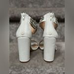 Lulus NEW Dannah White Suede Rhinestone and Pearl High Heel Sandals Women’s 5.5 Photo 4