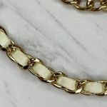 Cream Woven Gold Tone Metal Chain Link Belt One Size ✨ Photo 4