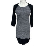 Loft ANN Taylor  Fact Sweater Dress Black White, Small, 3/4 Sleeves Neutral Wool Photo 1