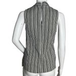 Madewell Shirt Women Small Mock Neck Textured Top White Gray Black Stripe Casual Photo 3