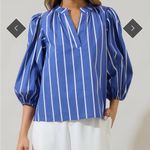 Sugar Lips  Blue and White Striped Blouse Photo 2