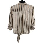 Lumiere Striped Button Front Tie Waist Long Sleeve Top Small New Photo 1