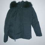 ZeroXposur  M Down n Feathers Fur Trimmed Hoodie Winter Zip Snap Jacket Black Photo 0