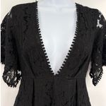 Showpo Lace Mini Dress 6 Whimsigoth Romantic Babydoll Deep V Fairy Grunge Y2K Black Photo 3