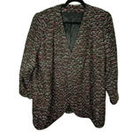 Ann May Lined Silk Cotton Blazer Size Large Black Pink Office Work Business Photo 6