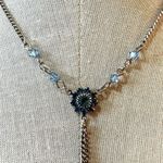 Silver tone blue crystal Y necklace Photo 1