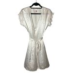 Oscar de la Renta  White‎ Charmeuse Robe Size Medium Pink Label Photo 1