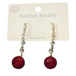 Sterling Silver Red Crystal Cubic Zirconium Drop Dangle Earrings NEW Prom Party Photo 0