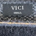 VICI Sweater Womens S Gray Black Fuzzy Abstract Boxy Boat Neck Artsy Indie 90s Photo 4