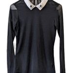 Uno Core Black Transparent Fabric Blouse and Stones. Size 2 Photo 0
