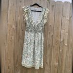 Max Studio Empireā Waist Maxi Dress Womens L Floral Ruffle V-Neck Smocked Lined Photo 1