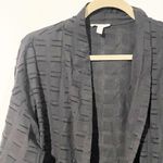 Eileen Fisher  Large Black High Collar Organic Cotton Open Front Jacket Photo 2