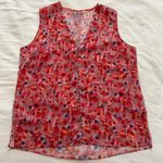 Vintage Red and pink shimmer floral blouse with little gold beads at the front Size M Photo 4