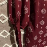 Maroon Geometric Zipper Blouse Budiness Casual Dress Shirt Red Photo 2