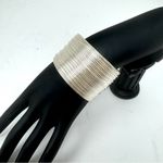 Sterling silver ribbed cuff bracelet, made in Israel Photo 8