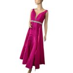 Jovani  Fuchsia‎ V Neck Embellished Belt Prom Dress 42401 SIZE 6 Photo 3
