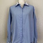 ZARA  Basic Blue Pearl Crochet Detailing Button Down Women's Shirt, Sz Medium Photo 0