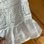 Rebellion  Again White Crochet Square Neck Smocked Back Crop Top medium Photo 2