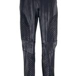 Spanx  Women's Black Shiny Metallic Leggings Texture Sz Small Moto Faux Leather Photo 0