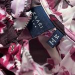 Kaari Blue  size medium hi low tunic purple floral pattern elastic cuff sleeve Photo 2