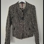 Max Mara  Black Cream Striped Cotton Blazer Size 8 Photo 3