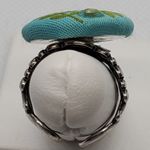 Vintage Blue & Green Floral Button Ring Photo 3