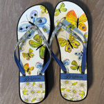 Brighton  Floral Butterfly Sandals with Blue Straps Photo 0