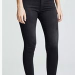 AG Adriano Goldschmied AG The Farrah High Rise Skinny Ankle Raw Hem Jeans in Black Size 28 Photo 0