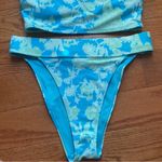 Forever 21 Teal and Green Floral Print High Waist Bikini Set Photo 2