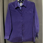 Sag Harbor Women's Faux Suede Shirt, Size 8 Petite, Purple Button Down, Office Photo 0