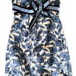 BCBGMAXAZRIA BCBGMaxaria Dress Size 2 Blue Short Balloon Style Bow Strapless Floral Prom Photo 0