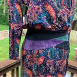 70's 80's Vintage Patty O’Neil Paisley Suede Waist Dress Size 4/6 (vintage 10) Blue Photo 1