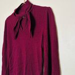Keepsake Dark Red Knit Long Sleeves High Neckline Key Hole Front Top Size XS Photo 3