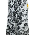 C&C California  Black White Tropical Floral Leafy Wide Leg Pants LINEN NWT #0514 Photo 0
