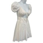 Princess Polly  White Caria Puff Short Sleeve Cut Out Mini Dress size 0 NEW Tags Photo 9