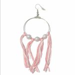 None Statement Earrings‎ Tassel Fringe Big Hoops Faux Pearl Silver Pink White Silver Photo 3