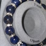 Blue stone Beaded Bracelet with Moon Charm Photo 3