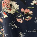 Fun2Fun  Women's Blouse Navy Floral Split Neck Long Sleeve Top S Small NWOT Photo 4