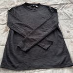 Calvin Klein grey embroidered logo ribbed crewneck long sleeve top, size S gym Photo 6