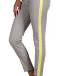 Hudson Jeans NWT Hudson Loulou‎ Tuxedo Skinny Jeans Gray with Yellow Stripe Size 25 Photo 0