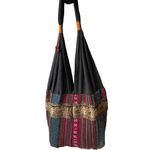Hippie Festival Boho Colorful Shoulder Bag Women’s M Elephant Detail Tassels Black Photo 4