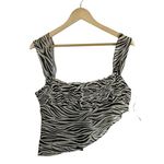 LIONESS NWT Women’s District Sheer Asymmetrical Top in Zebra Print Size XL Photo 4