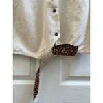 Cabin creek  Linen Blend Zebra Embroidered Button Front Waist Tie Top Large Y2K Photo 6