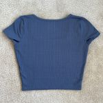 Hollister  Ribbed Stretch Scoop Neck Short Sleeve Crop Top in Blue Women's Medium Photo 1