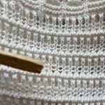 DKNY Women M Open Knit Cardigan Crochet Buttoned Sweater V-Neck 3/4 Sleeve Cream Photo 3